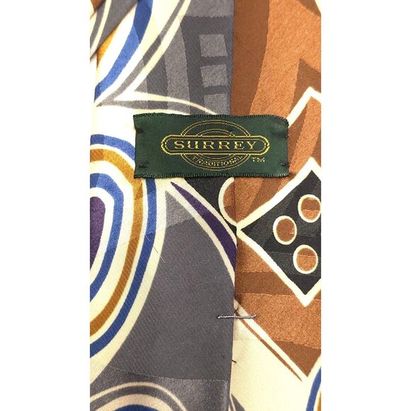 Vintage Surrey Abstract Pattern Silk Men's Tie - Picture 2 of 8